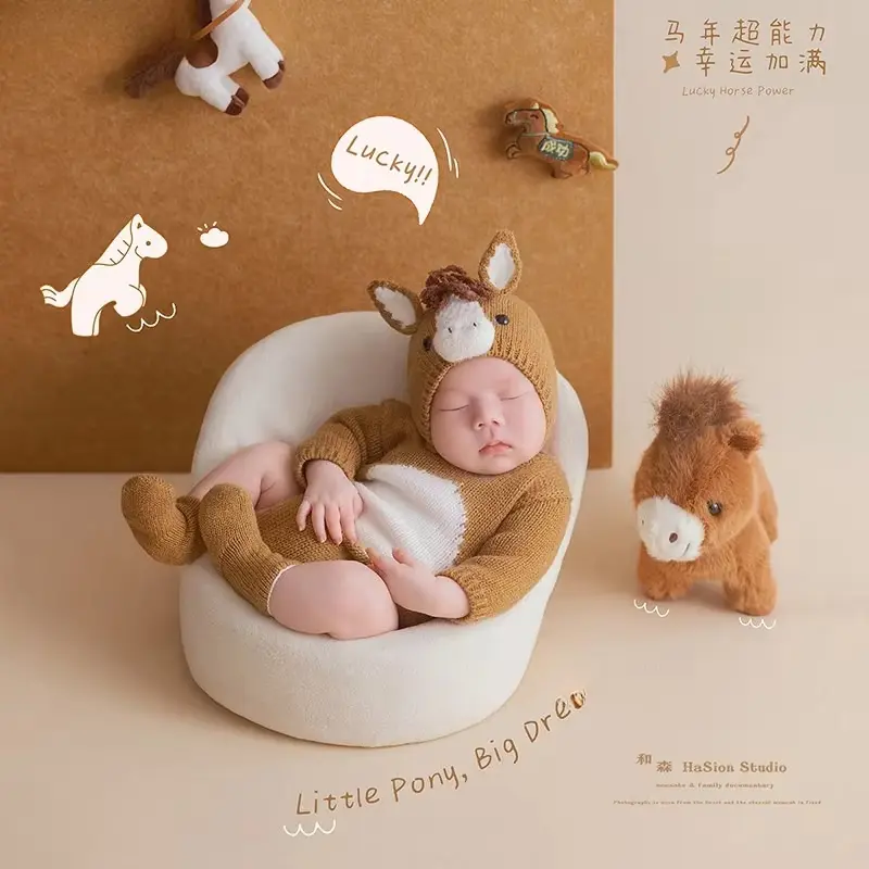2026 Handmade Horse Outfit Theme Set - Newborn Photography Props